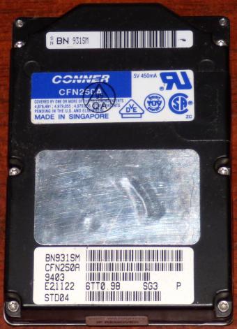 Conner CFN250A 250MB IDE HDD 2.5